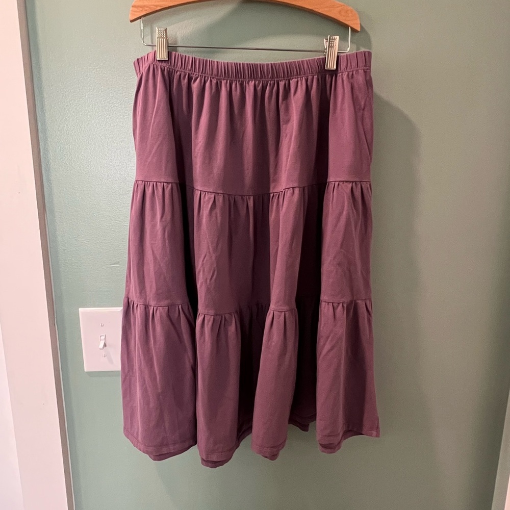 Elegantees Dusky Violet Purple Tiered Leslie Skirt - Large